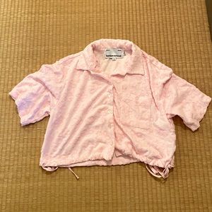 Baby Pink Terry Cropped Shirt